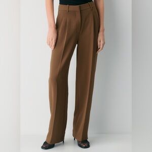 Aritzia Wilfred The Effortless Pant Size 6  Brown High Rise Wide Leg Trouser